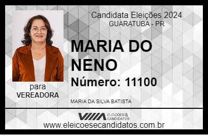 Candidato MARIA DO NENO 2024 - GUARATUBA - Eleições