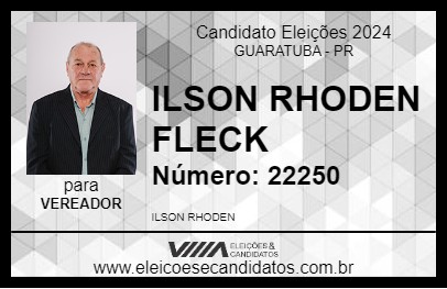 Candidato ILSON RHODEN FLECK 2024 - GUARATUBA - Eleições