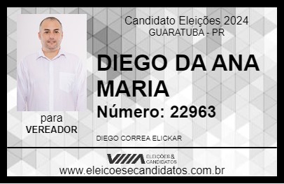 Candidato DIEGO DA ANA MARIA 2024 - GUARATUBA - Eleições