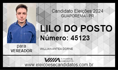 Candidato LILO DO POSTO 2024 - GUAPOREMA - Eleições