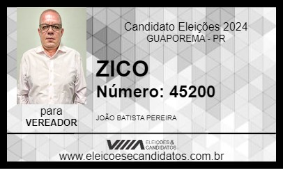 Candidato ZICO 2024 - GUAPOREMA - Eleições