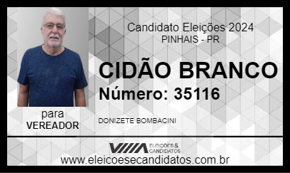 Candidato CIDÃO BRANCO 2024 - PINHAIS - Eleições