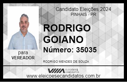 Candidato RODRIGO GOIANO 2024 - PINHAIS - Eleições