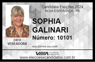 Candidato SOPHIA GALINARI 2024 - NOVA ESPERANÇA - Eleições