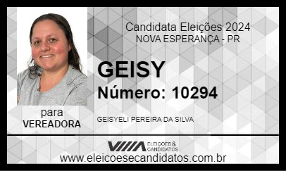 Candidato GEISY 2024 - NOVA ESPERANÇA - Eleições