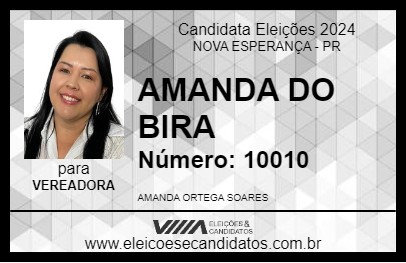 Candidato AMANDA DO BIRA 2024 - NOVA ESPERANÇA - Eleições