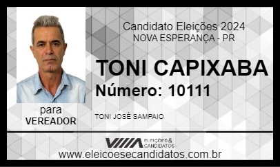 Candidato TONI CAPIXABA 2024 - NOVA ESPERANÇA - Eleições