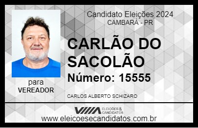 Candidato CARLÃO DO SACOLÃO 2024 - CAMBARÁ - Eleições