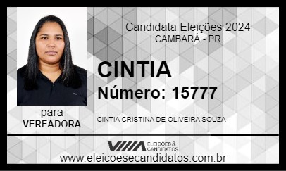 Candidato CINTIA 2024 - CAMBARÁ - Eleições