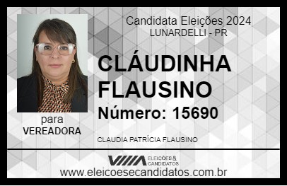 Candidato CLÁUDINHA FLAUSINO 2024 - LUNARDELLI - Eleições