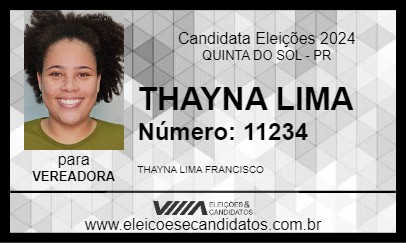 Candidato THAYNA LIMA 2024 - QUINTA DO SOL - Eleições