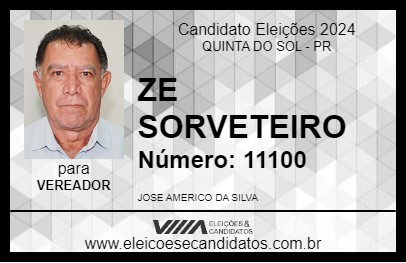 Candidato ZE SORVETEIRO 2024 - QUINTA DO SOL - Eleições