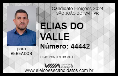 Candidato ELIAS DO VALLE 2024 - SÃO JOÃO DO IVAÍ - Eleições