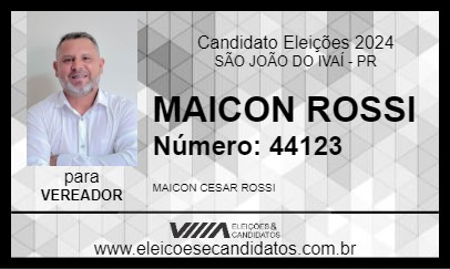 Candidato MAICON ROSSI 2024 - SÃO JOÃO DO IVAÍ - Eleições