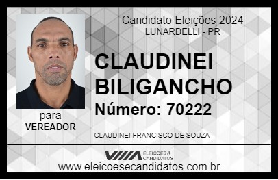 Candidato CLAUDINEI BILIGANCHO 2024 - LUNARDELLI - Eleições