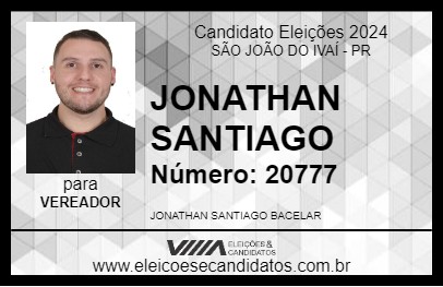 Candidato JONATHAN SANTIAGO 2024 - SÃO JOÃO DO IVAÍ - Eleições