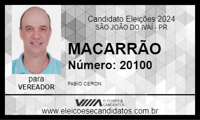 Candidato MACARRÃO 2024 - SÃO JOÃO DO IVAÍ - Eleições