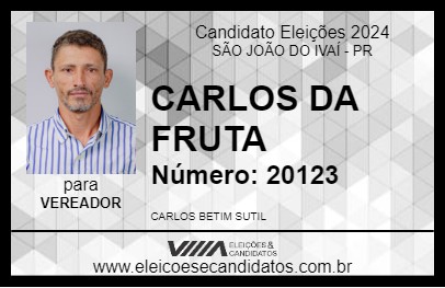 Candidato CARLOS DA FRUTA 2024 - SÃO JOÃO DO IVAÍ - Eleições