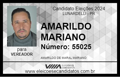 Candidato AMARILDO MARIANO 2024 - LUNARDELLI - Eleições