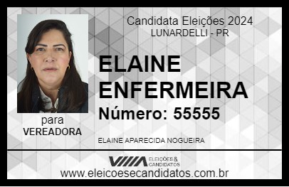 Candidato ELAINE ENFERMEIRA 2024 - LUNARDELLI - Eleições