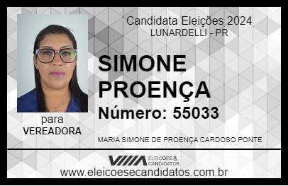 Candidato SIMONE PROENÇA 2024 - LUNARDELLI - Eleições