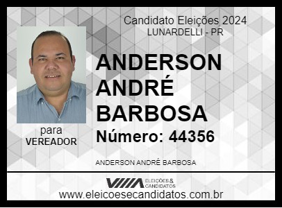 Candidato ANDERSON ANDRÉ BARBOSA 2024 - LUNARDELLI - Eleições