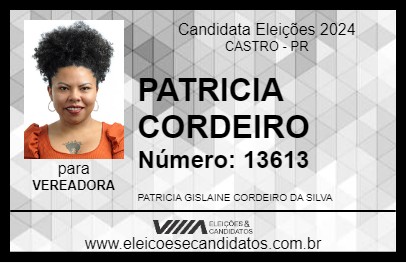 Candidato PATRICIA CORDEIRO 2024 - CASTRO - Eleições