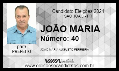 Candidato JOÃO MARIA 2024 - SÃO JOÃO - Eleições