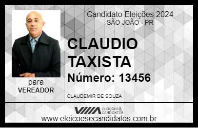 Candidato CLAUDIO TAXISTA 2024 - SÃO JOÃO - Eleições