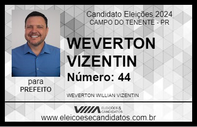 Candidato WEVERTON VIZENTIN 2024 - CAMPO DO TENENTE - Eleições