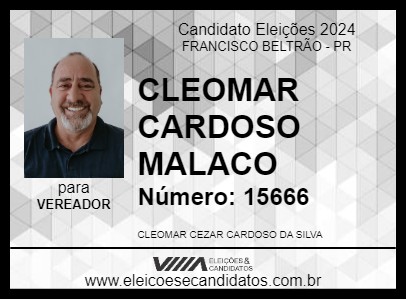 Candidato CLEOMAR CARDOSO MALACO 2024 - FRANCISCO BELTRÃO - Eleições