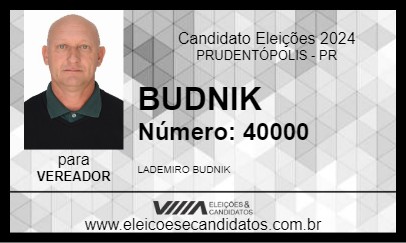 Candidato BUDNIK 2024 - PRUDENTÓPOLIS - Eleições