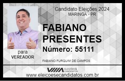 Candidato FABIANO PRESENTES 2024 - MARINGÁ - Eleições