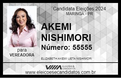 Candidato AKEMI NISHIMORI 2024 - MARINGÁ - Eleições