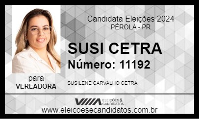 Candidato SUSI CETRA 2024 - PÉROLA - Eleições