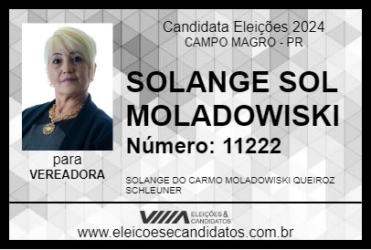 Candidato SOLANGE SOL MOLADOWISKI 2024 - CAMPO MAGRO - Eleições