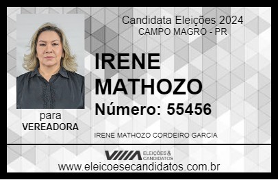 Candidato IRENE MATHOZO 2024 - CAMPO MAGRO - Eleições