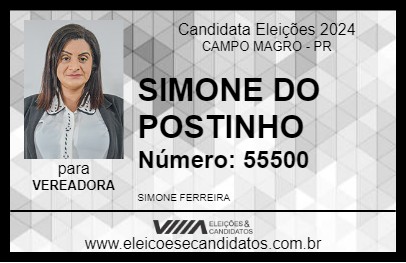 Candidato SIMONE DO POSTINHO 2024 - CAMPO MAGRO - Eleições