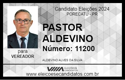 Candidato PASTOR ALDEVINO 2024 - PORECATU - Eleições