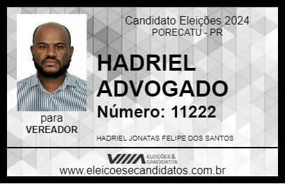 Candidato HADRIEL ADVOGADO 2024 - PORECATU - Eleições