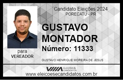 Candidato GUSTAVO MONTADOR 2024 - PORECATU - Eleições