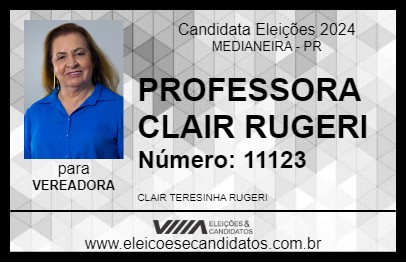 Candidato PROFESSORA CLAIR RUGERI 2024 - MEDIANEIRA - Eleições