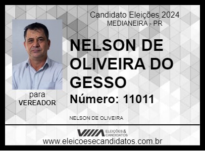 Candidato NELSON DE OLIVEIRA DO GESSO 2024 - MEDIANEIRA - Eleições