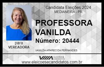 Candidato PROFESSORA VANILDA 2024 - MEDIANEIRA - Eleições