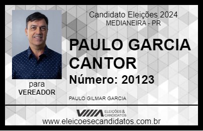 Candidato PAULO GARCIA CANTOR 2024 - MEDIANEIRA - Eleições