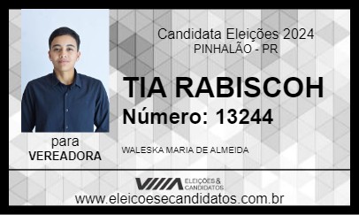 Candidato TIA RABISCOH 2024 - PINHALÃO - Eleições