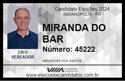 Candidato MIRANDA DO BAR 2024 - INDIANÓPOLIS - Eleições