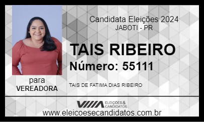 Candidato TAIS RIBEIRO 2024 - JABOTI - Eleições