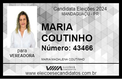 Candidato MARIA COUTINHO 2024 - MANDAGUAÇU - Eleições