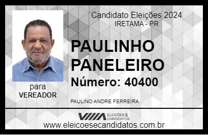 Candidato PAULINHO PANELEIRO 2024 - IRETAMA - Eleições